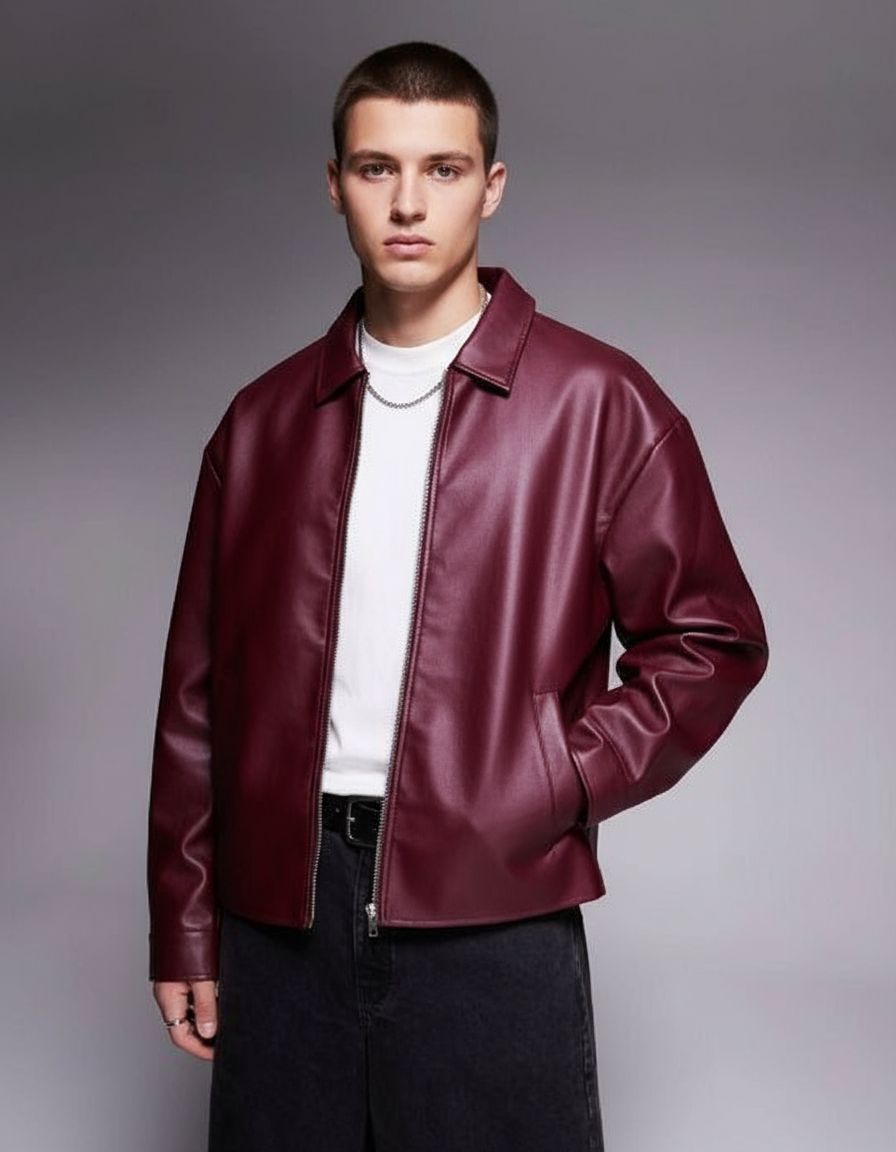 ジャケット・アウター   Red Label Leather Jacket Cherry Drift Faux Leather Jacket – Overlays