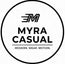 Myra Casual logo with brand name and tagline on a white background