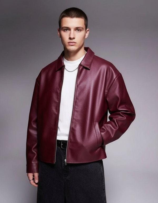 Red Leather Jacket - Stylish Men's Outerwear | Myra Casual