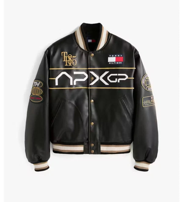 Tommy Hilfiger TH85 NPXP Black Leather Varsity Jacket - Premium Streetwear Icon